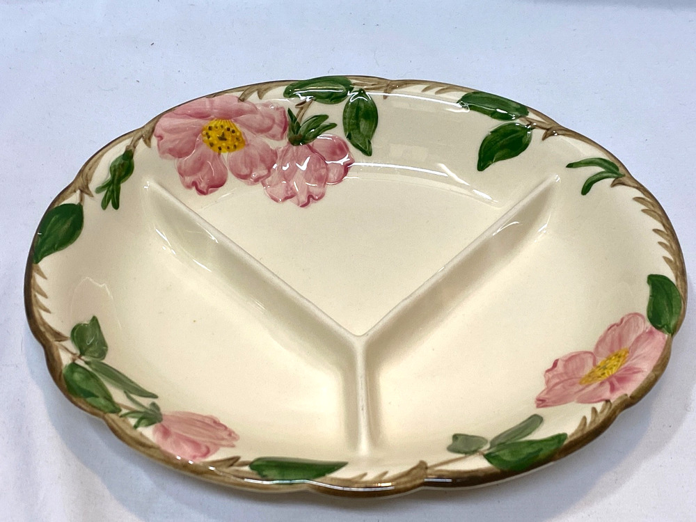 Vintage 1953-58 Franciscan Desert Rose 3-Compartment Relish Dish 8.75x7.25"